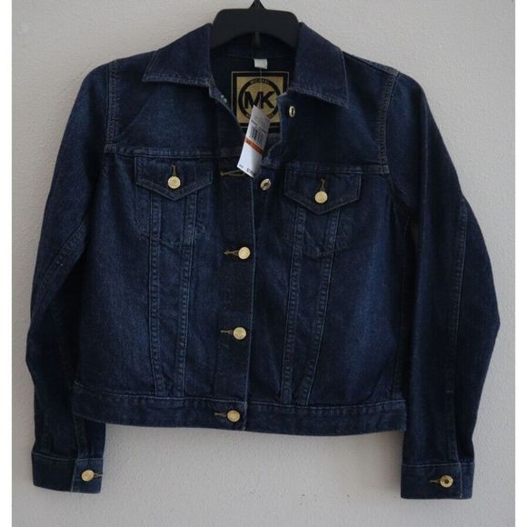 Michael Kors QR31B3D8XS Women's Sz Small Dark Stone Wash Denim Jacket $130 - Picture 1 of 11